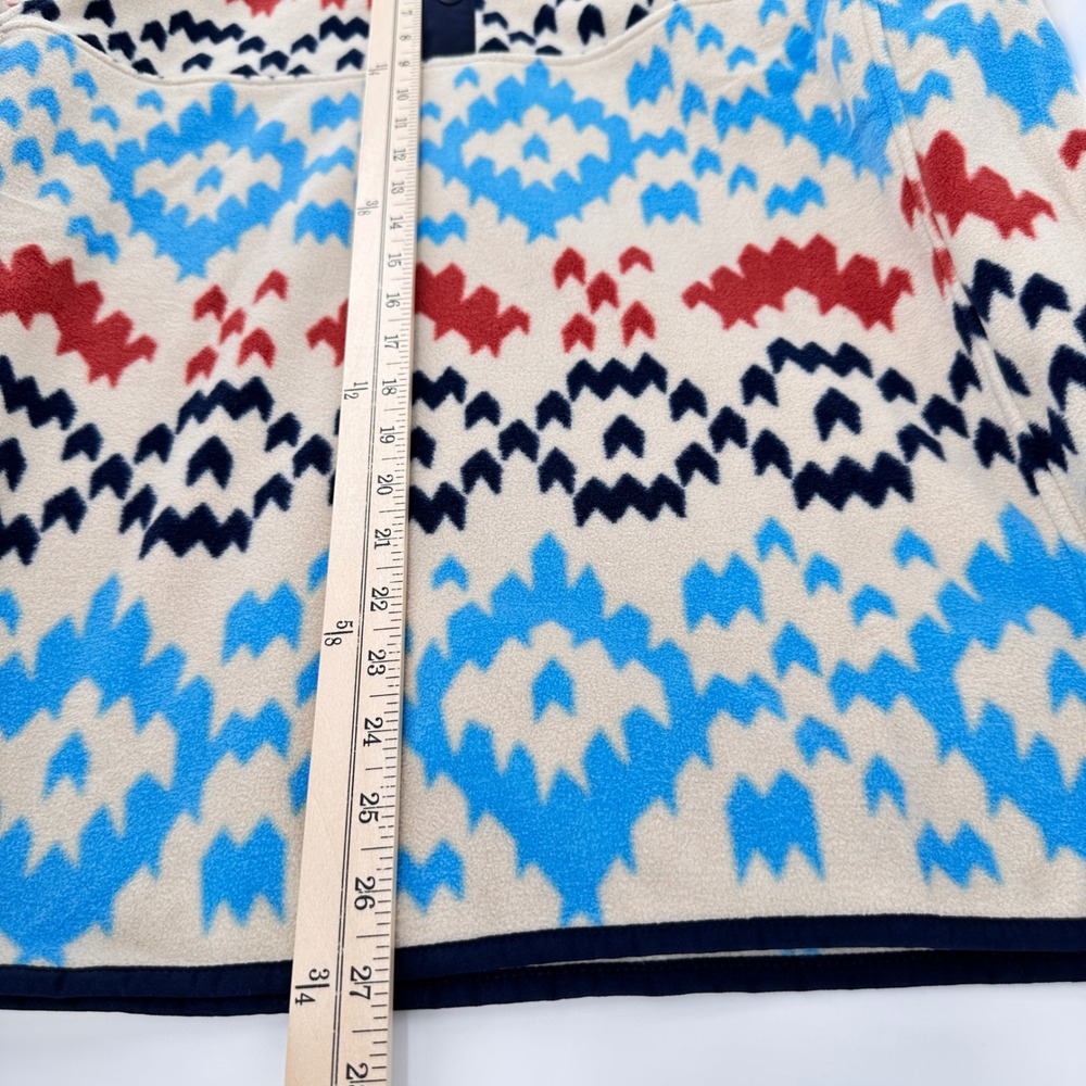 Lands' End Mens Large‎ Fleece Pullover Aztec Print Snaps Mock Neck L Sweater - Picture 11 of 12
